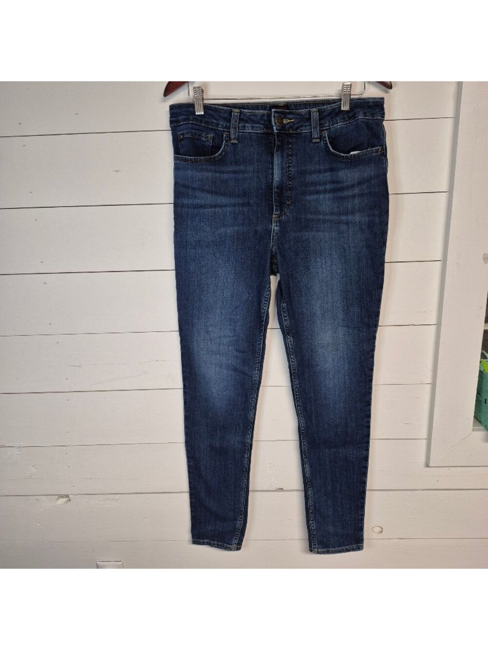 Lee Womens High-Rise Skinny Jeans In Dark Wash Denim Size 12 long